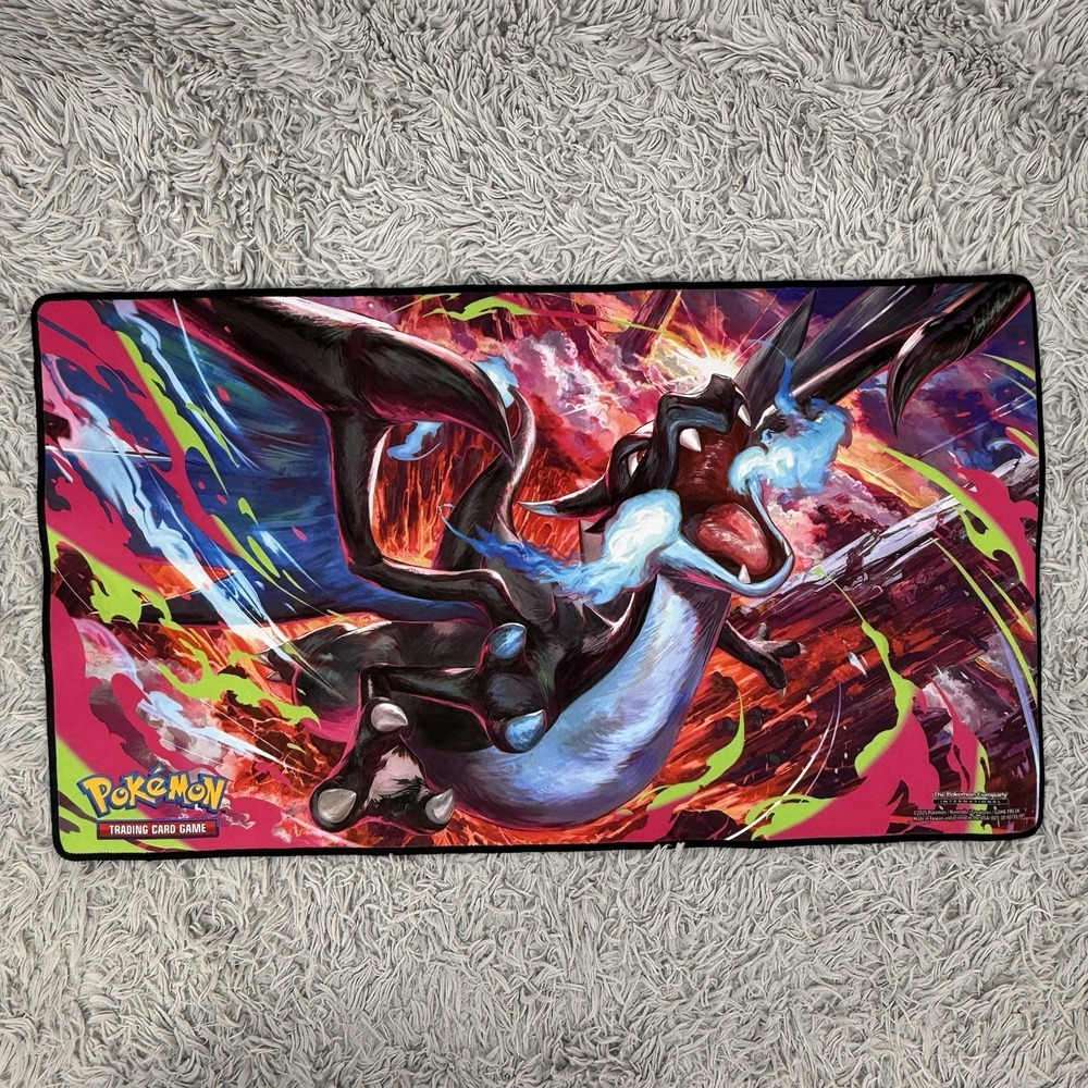 Official Pokemon TCG Mega Charizard X Playmat 23x13 Phantasmal Flame UPC Mat
